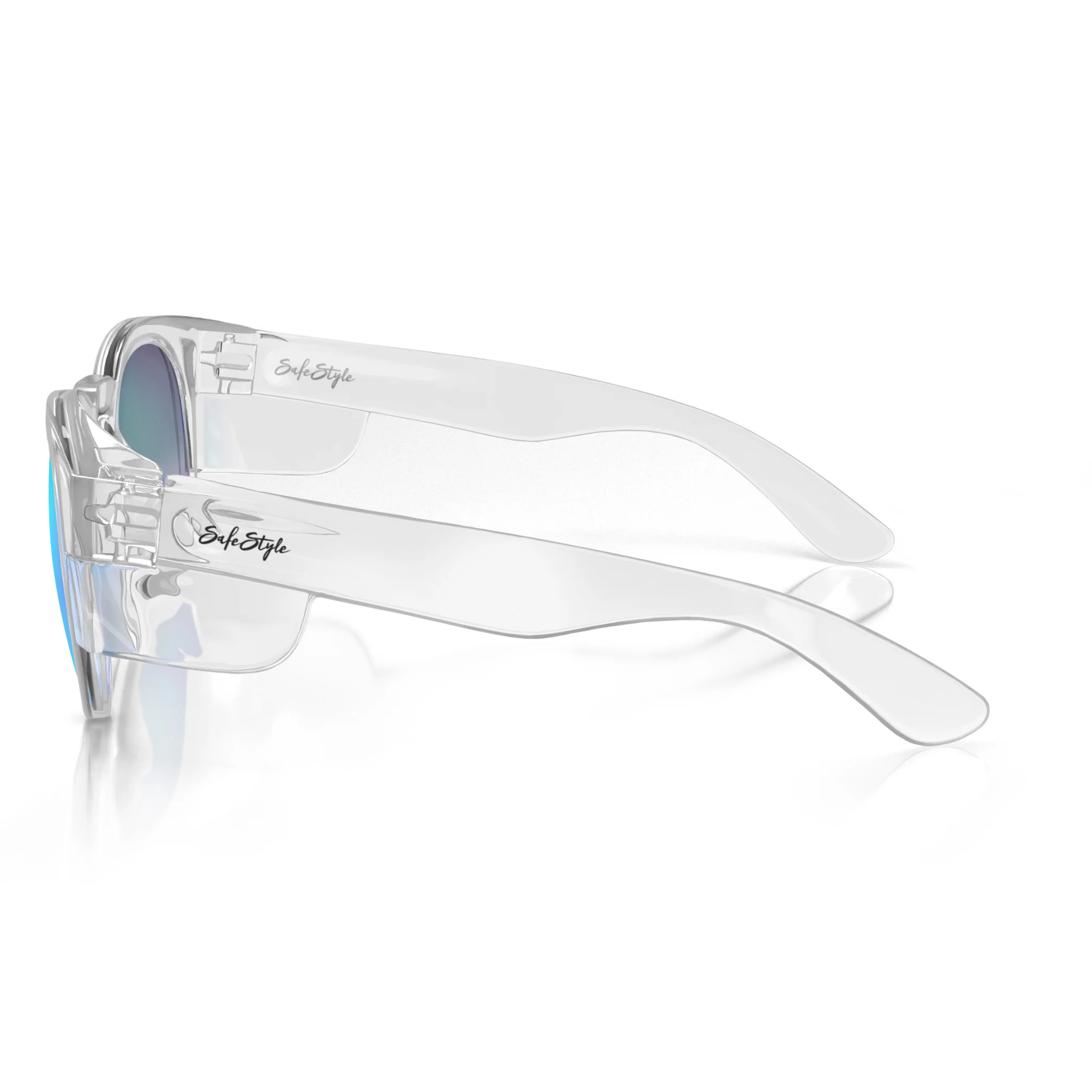 Cruisers Clear Frame Mirrors Blue Polarised Safety Glasses - Image 3