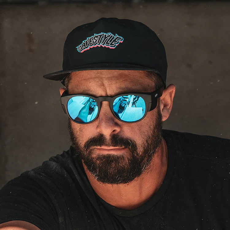 Cruisers Matte Black Frame Mirrors Blue Polarised Safety Glasses - Image 5