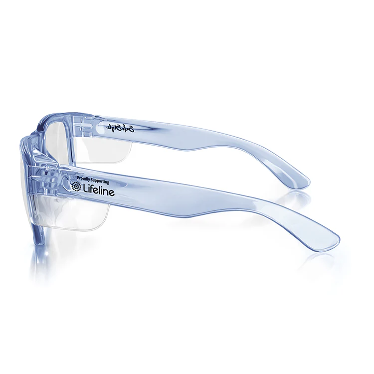 Fusions Blue Frame Clear Lens Safety Glasses - Image 3