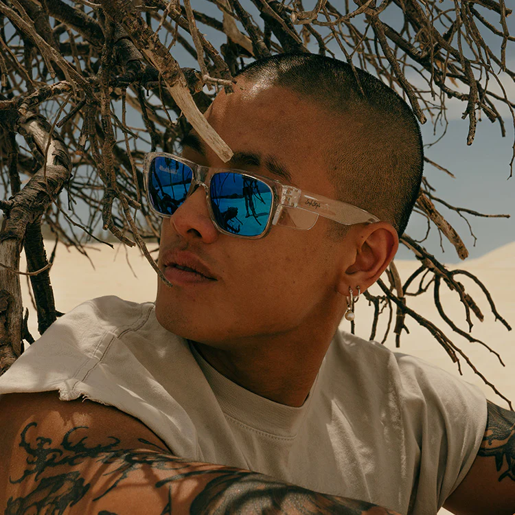 Fusions Clear Frame Mirrors Blue Polarised Lens Safety Glasses - Image 6