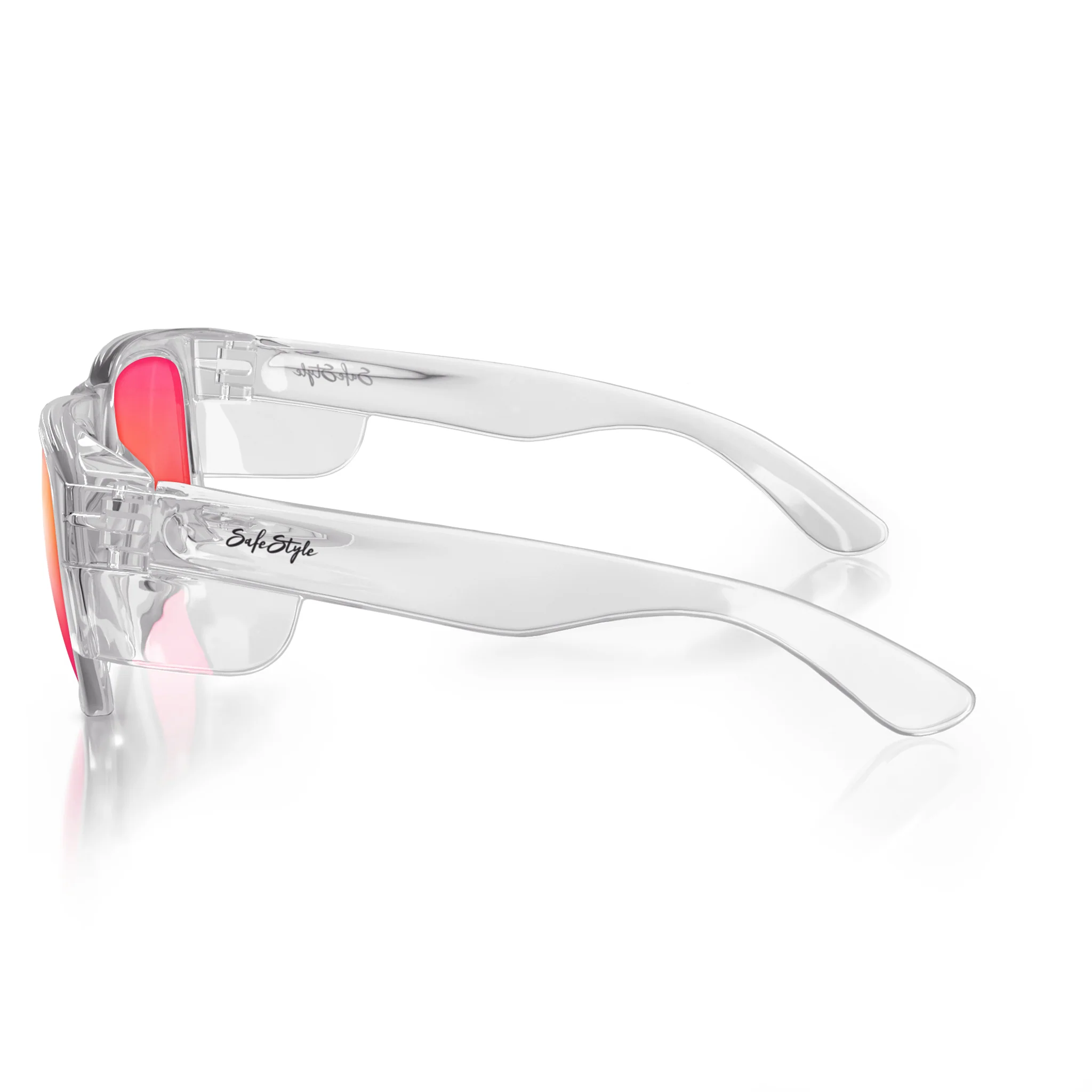 Fusions Clear Frame Mirrors Red Polarised Lens Safety Glasses - Image 3