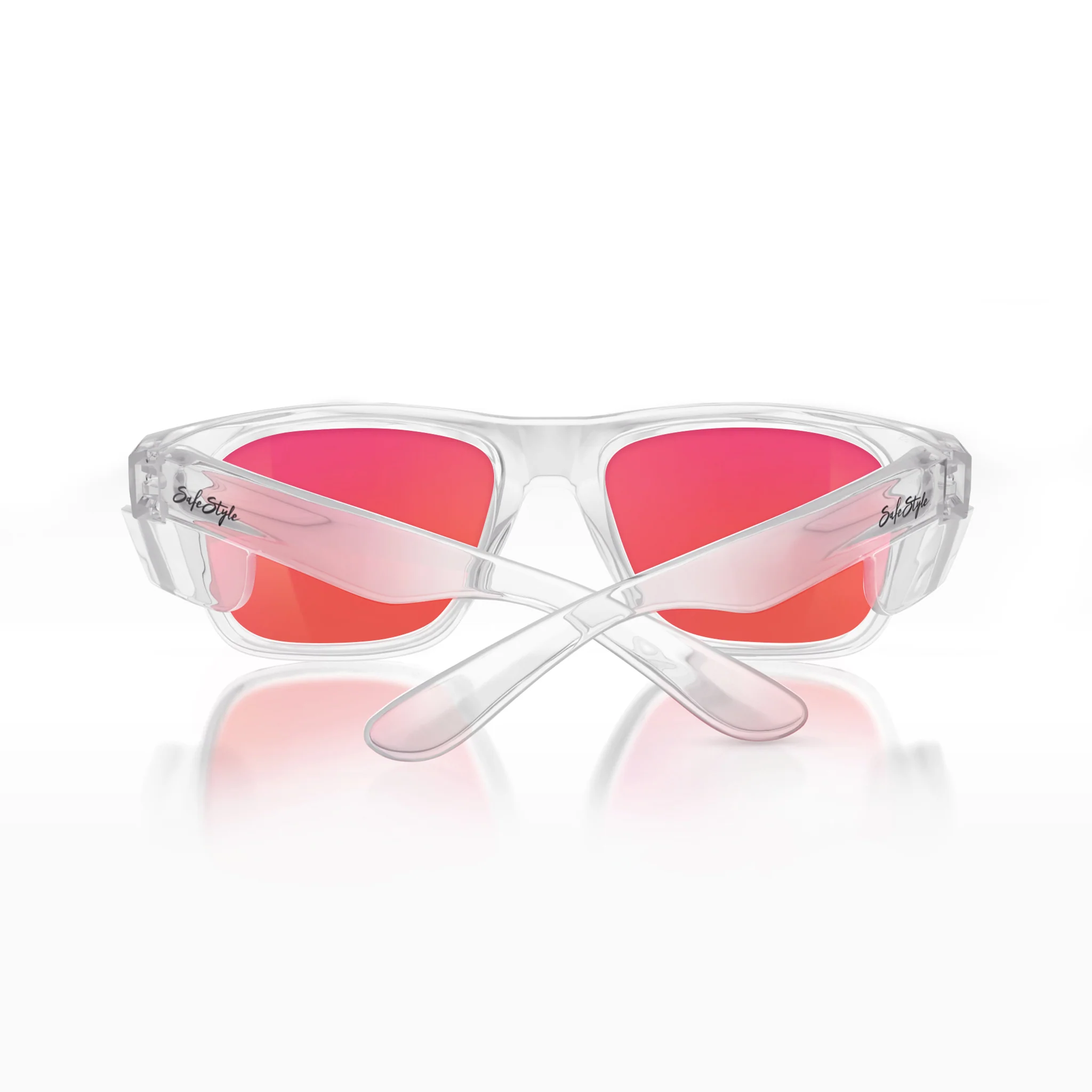 Fusions Clear Frame Mirrors Red Polarised Lens Safety Glasses - Image 4