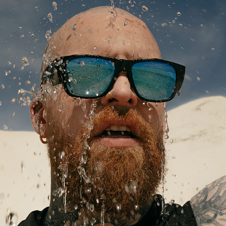 Fusions Matte Black Frame Mirrors Blue Polarised Lens Safety Glasses - Image 5