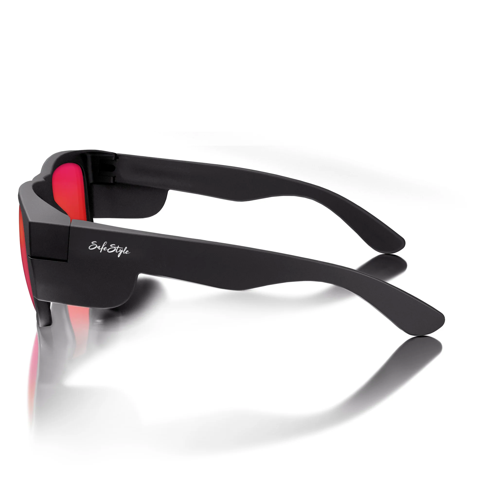 Fusions Matte Black Frame Mirrors Red Polarised Lens Safety Glasses - Image 3