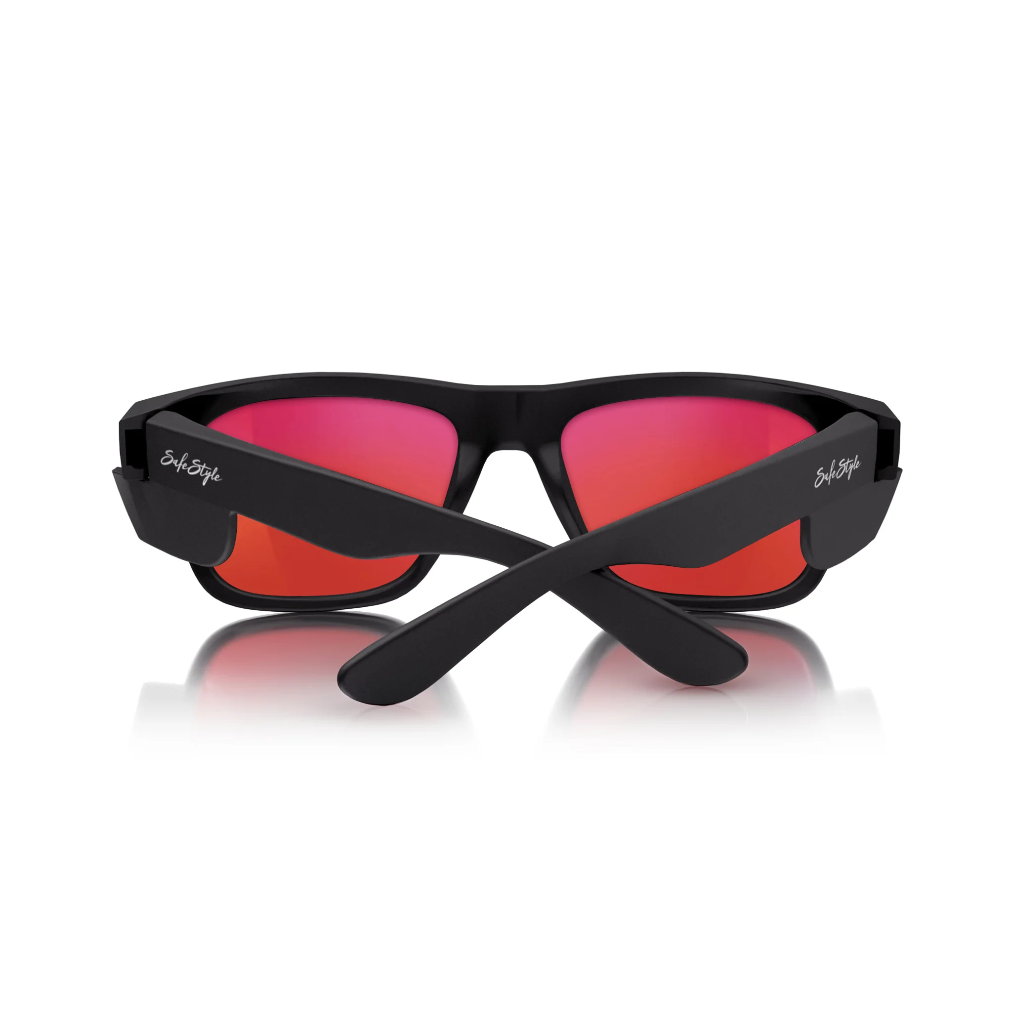Fusions Matte Black Frame Mirrors Red Polarised Lens Safety Glasses - Image 4