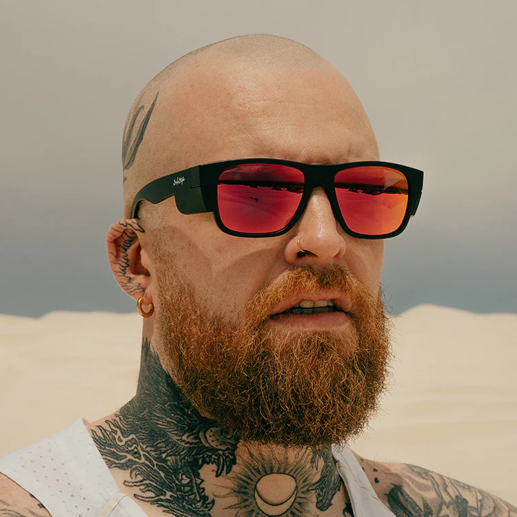 Fusions Matte Black Frame Mirrors Red Polarised Lens Safety Glasses - Image 5