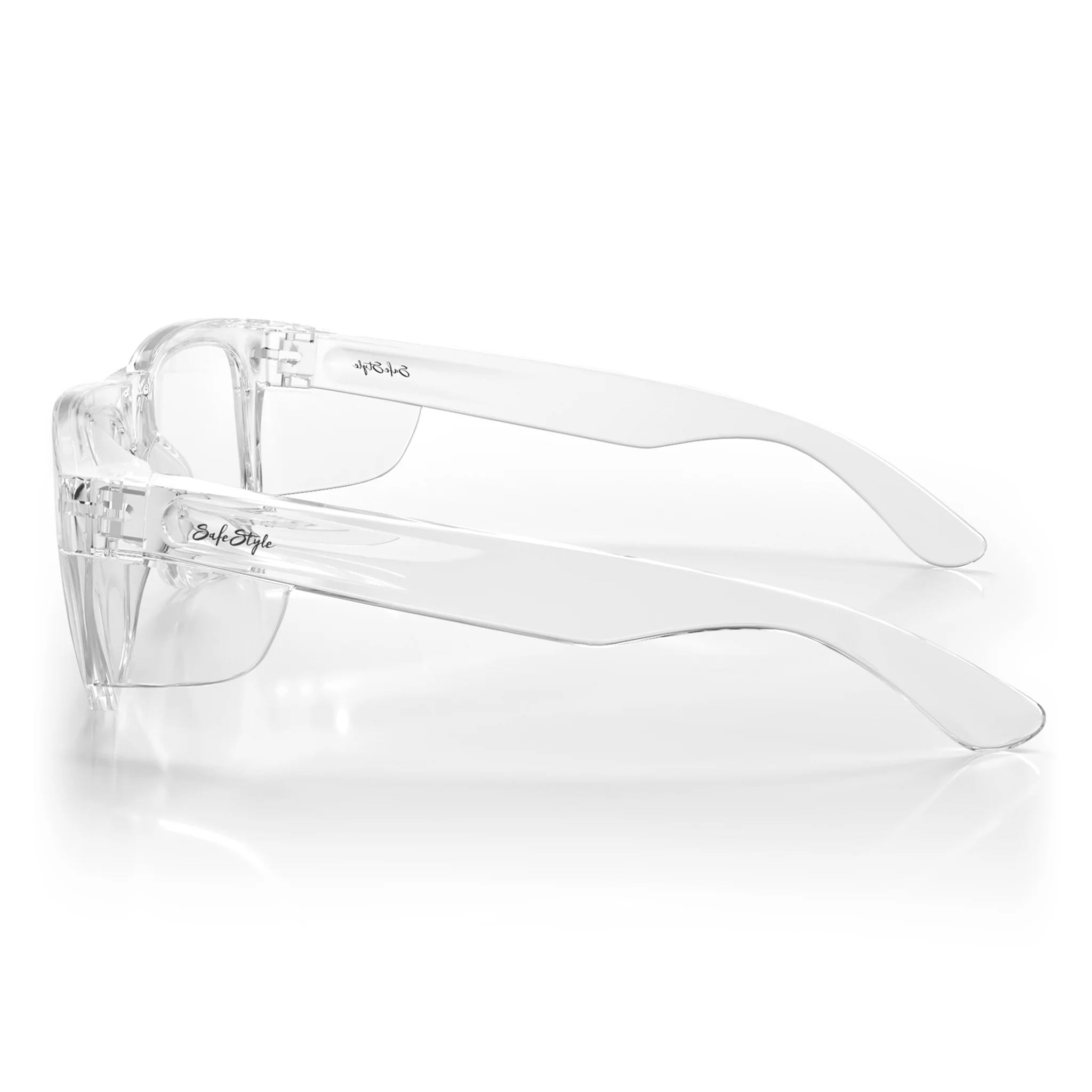 Fusions XL Clear Frame Clear Lens Safety Glasses - Image 3