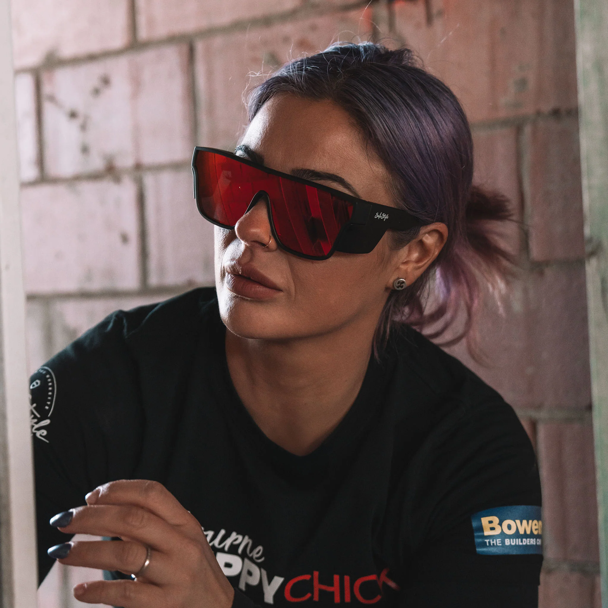 Primes Matte Black Frame Reflectors Red Lens Safety Glasses - Image 6