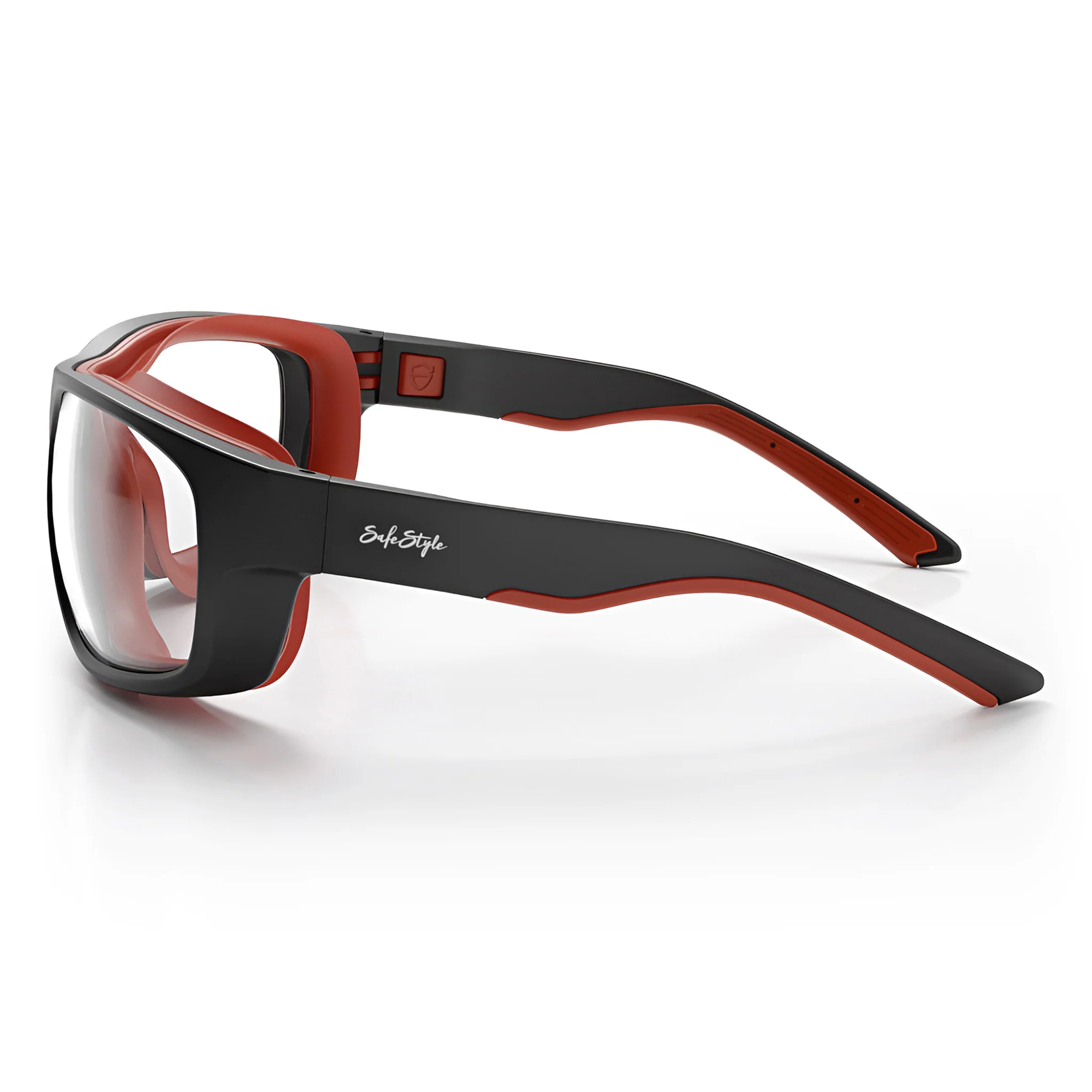 Switches Matte Black/Red Frame Clear Lens Safety Glasses - Image 4